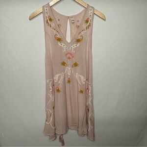 Free People Adelaide Festival Lace-Up Slip Dress Embroidered Blush Pink Size XS